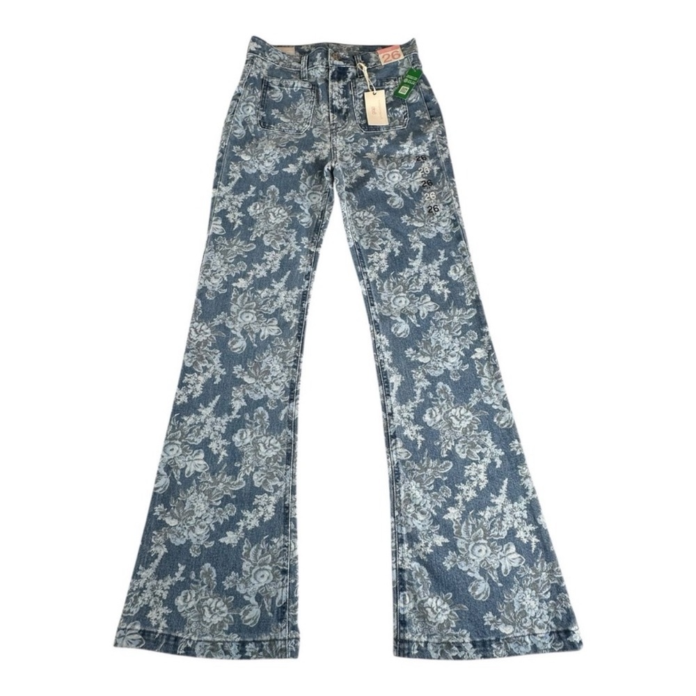 LoveShackFancy Blue Floral Women Jeans